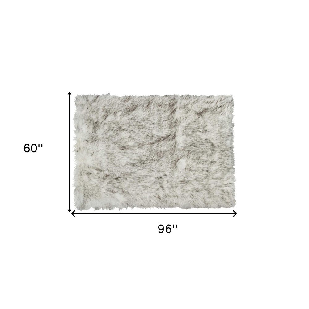 5' X 8' Gray Faux Fur Ombre Flokati Washable Area Rug