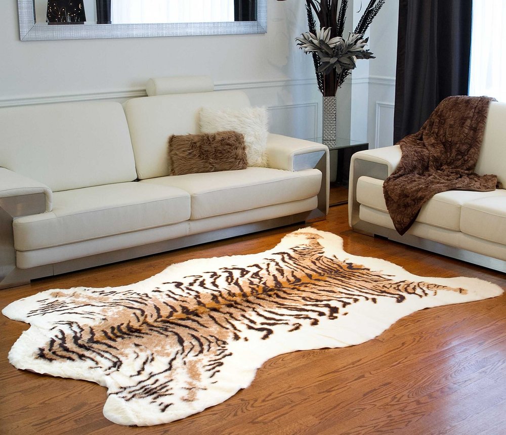 5' X 8' Brown And Black Animal Print Washable Area Rug