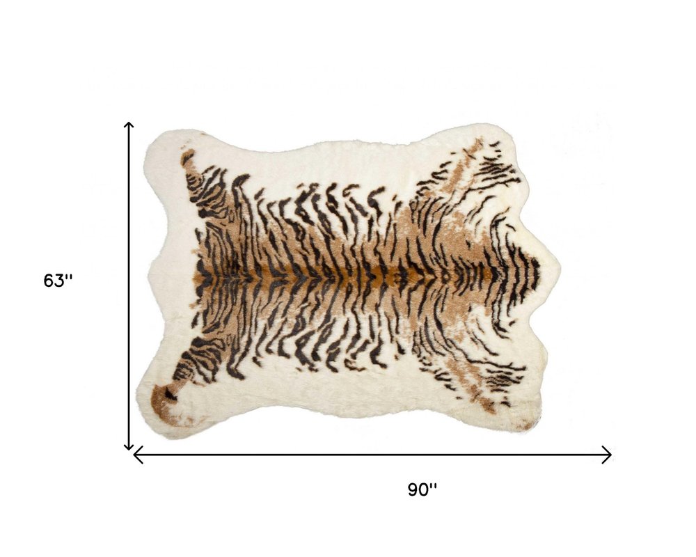 5' X 8' Brown And Black Animal Print Washable Area Rug