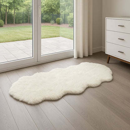 6' Off White Faux Sheepskin Area Rug