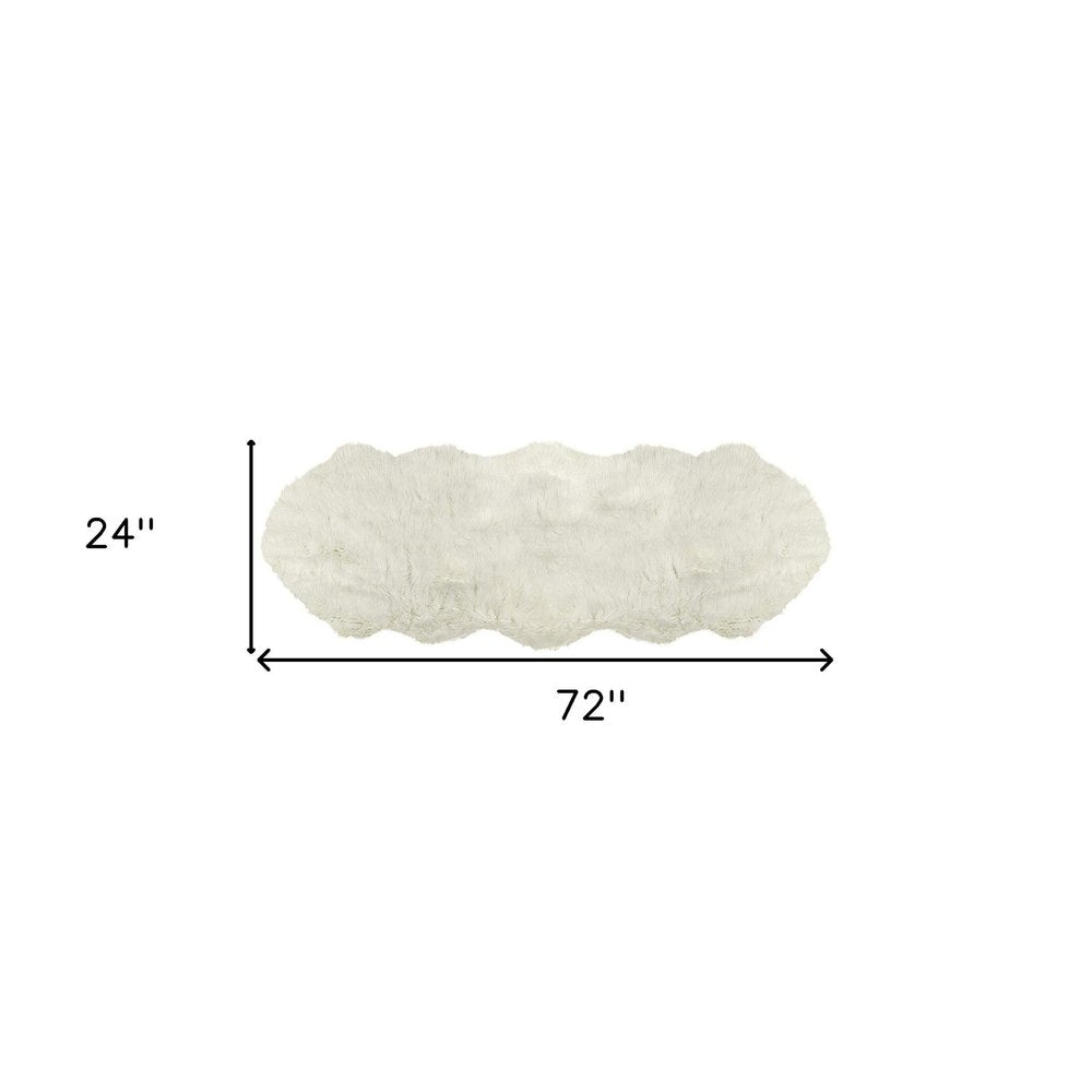 6' Off White Faux Sheepskin Area Rug