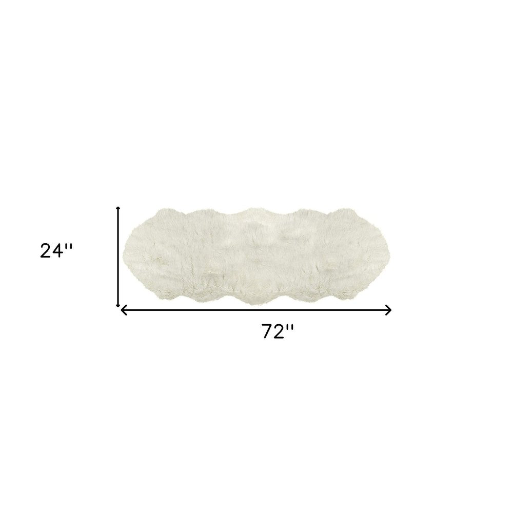 6' Off White Faux Sheepskin Area Rug