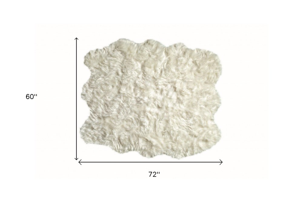 5' X 6' Off White Animal Print Shag Area Rug