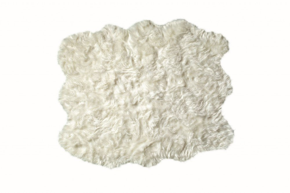 5' X 6' Off White Animal Print Shag Area Rug