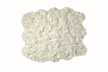 5' X 6' Off White Animal Print Shag Area Rug