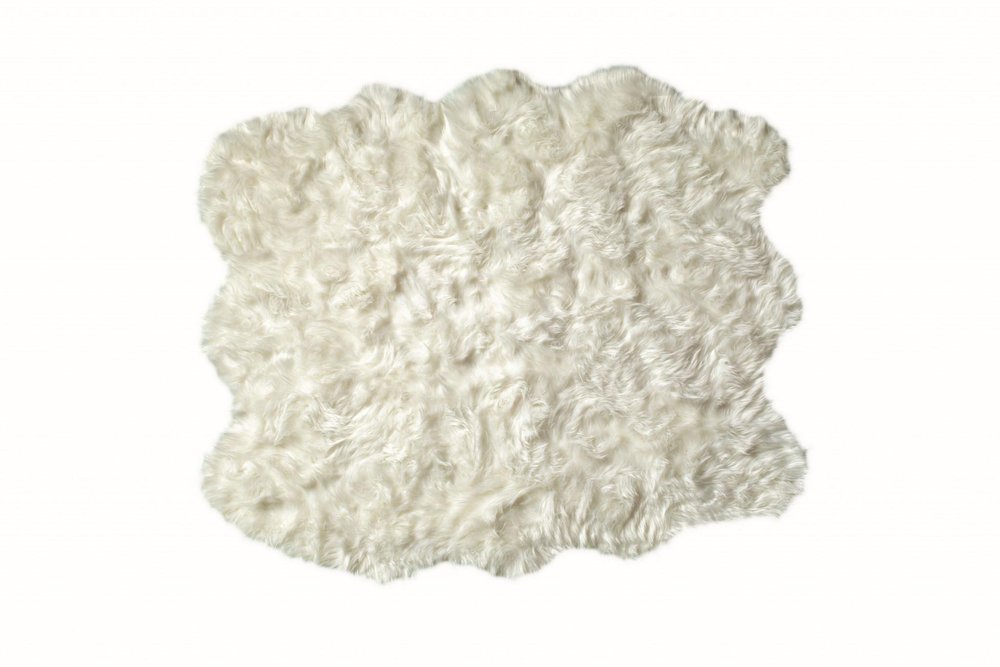 5' X 6' Off White Animal Print Shag Area Rug
