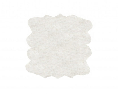 6' X 6' Off White Faux Fur Area Rug
