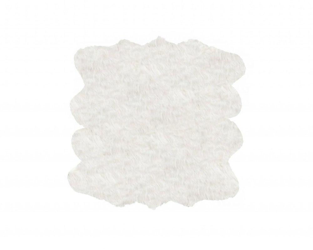 6' X 6' Off White Faux Fur Area Rug