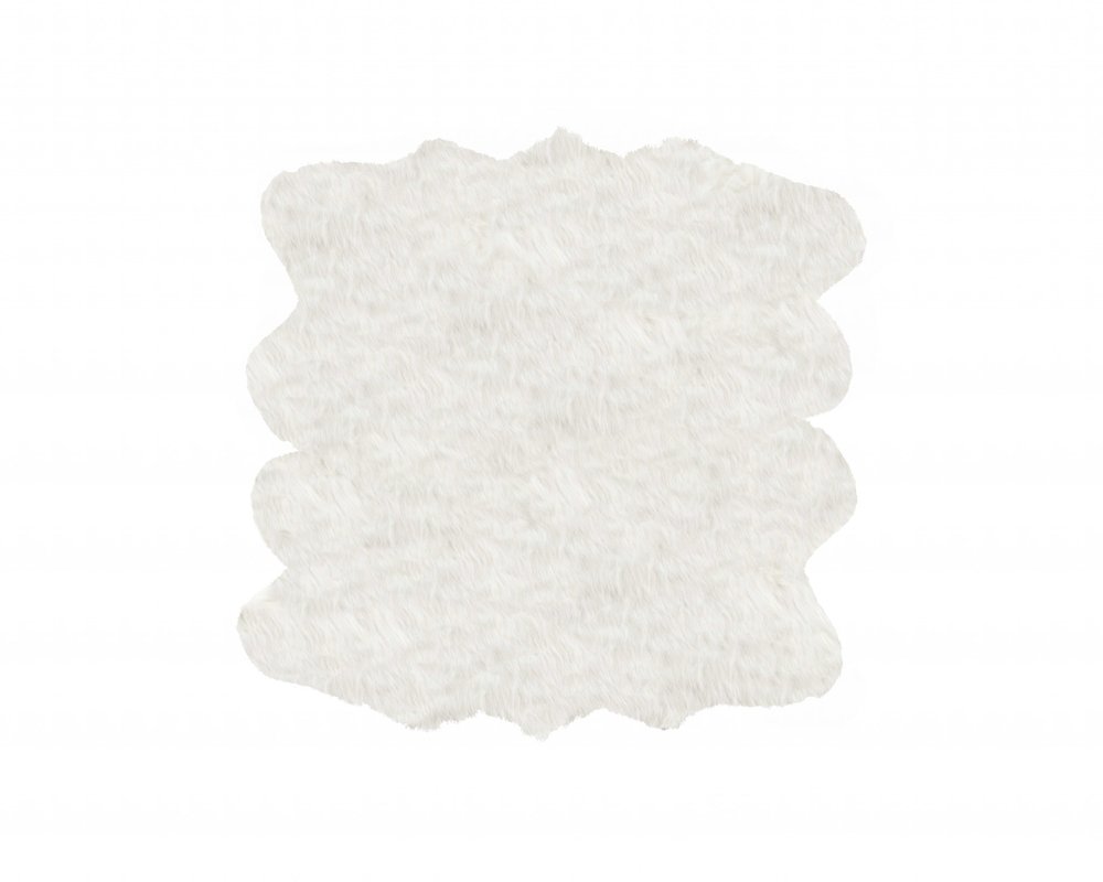 6' X 6' Off White Faux Fur Area Rug