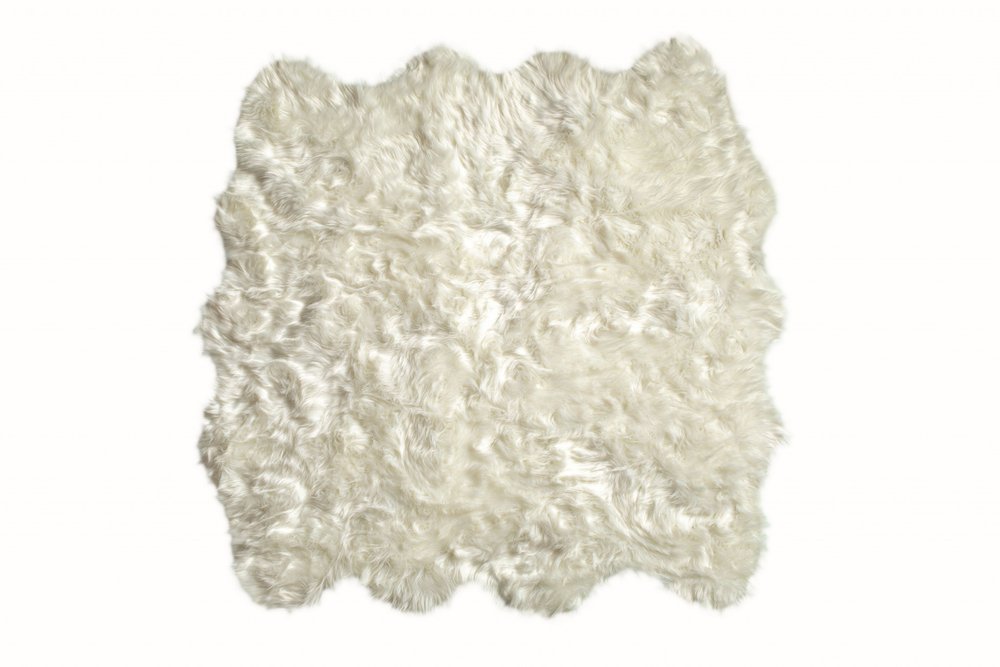 6' X 6' Off White Faux Fur Area Rug