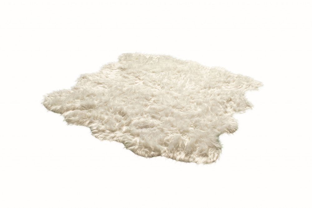 6' X 6' Off White Faux Fur Area Rug