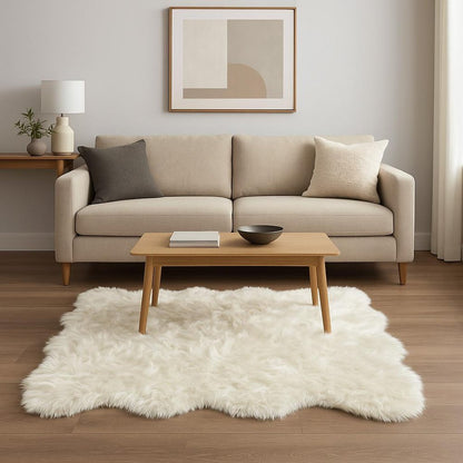 6' X 6' Off White Faux Fur Area Rug