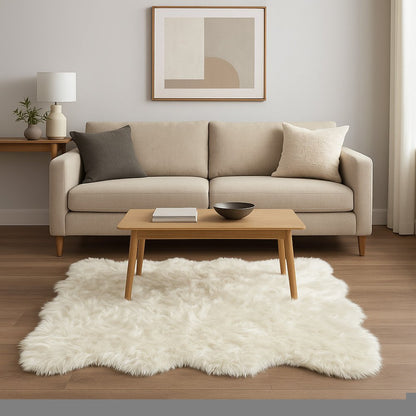 6' X 6' Off White Faux Fur Area Rug