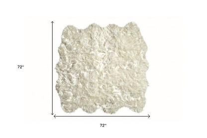 6' X 6' Off White Faux Fur Area Rug