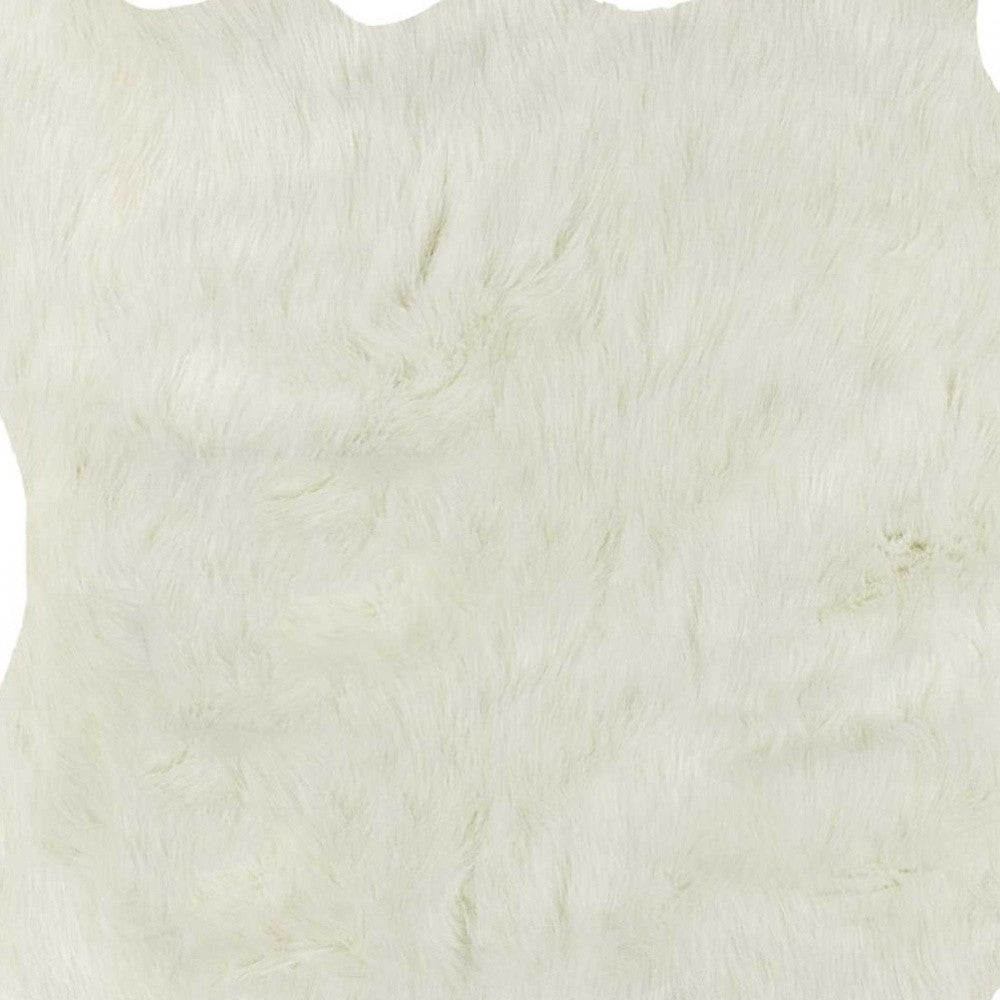 5' X 8' Off White Faux Fur Hand Knotted Washable Area Rug