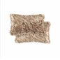 Set of Two 12" X 20" Tan Faux Fur Throw Pillows