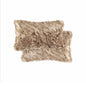 Set of Two 12" X 20" Tan Faux Fur Throw Pillows