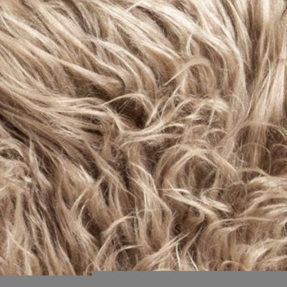 Set of Two 12" X 20" Tan Faux Fur Throw Pillows