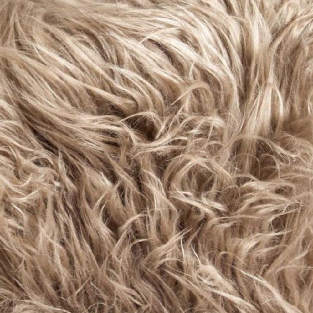 Set of Two 12" X 20" Tan Faux Fur Throw Pillows