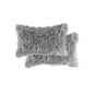 Set of Two 12" X 20" Gray Faux Fur Throw Pillows