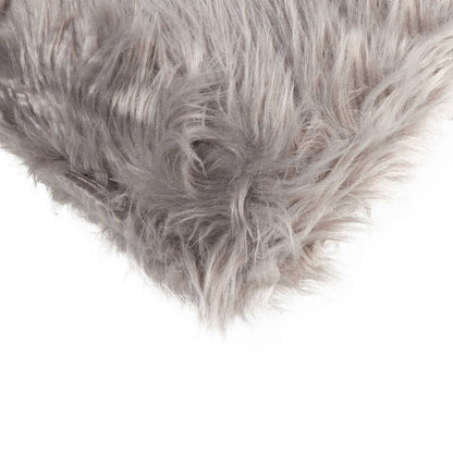 Set of Two 12" X 20" Gray Faux Fur Throw Pillows