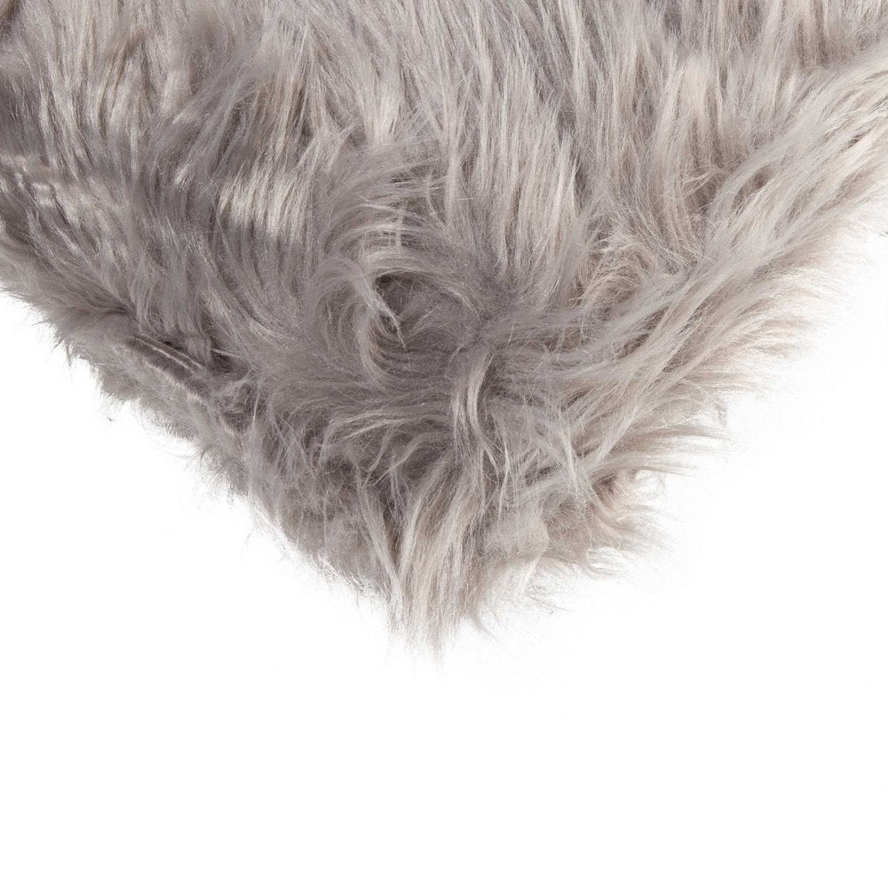 Set of Two 12" X 20" Gray Faux Fur Throw Pillows