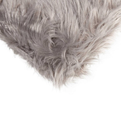 Set of Two 12" X 20" Gray Faux Fur Throw Pillows