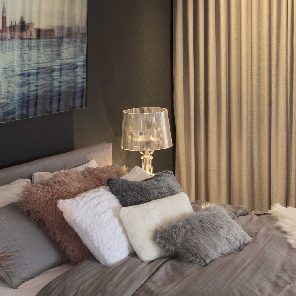 Set of Two 12" X 20" Gray Faux Fur Throw Pillows