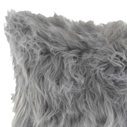 Set of Two 12" X 20" Gray Faux Fur Throw Pillows