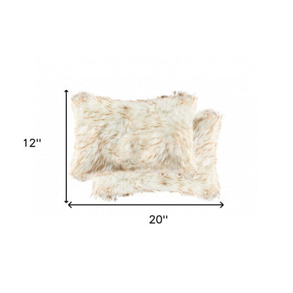 12" X 20" X 5" Gradient Tan Faux  Pillow 2 Pack