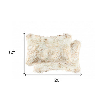 12" X 20" X 5" Gradient Tan Faux  Pillow 2 Pack