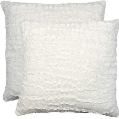 Set of Two Ivory Faux Fur Throw Pillow