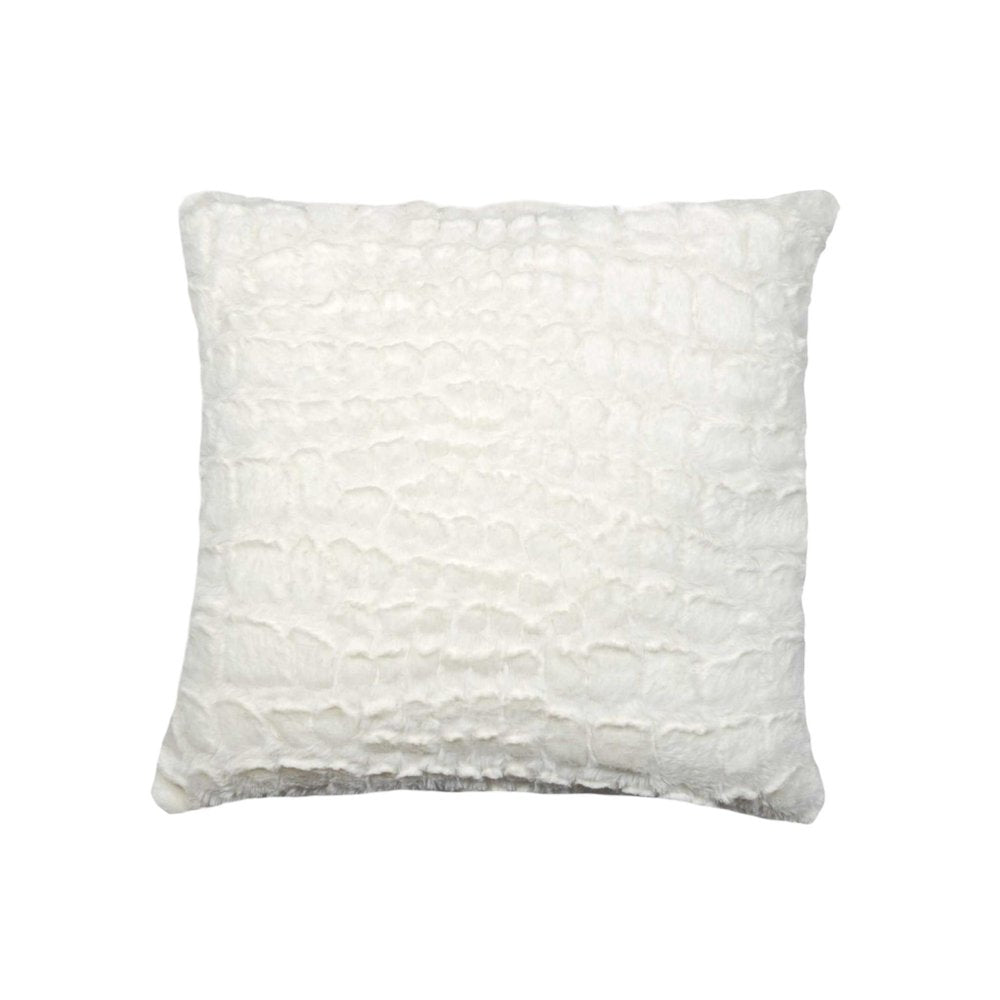 Set of Two Ivory Faux Fur Throw Pillow