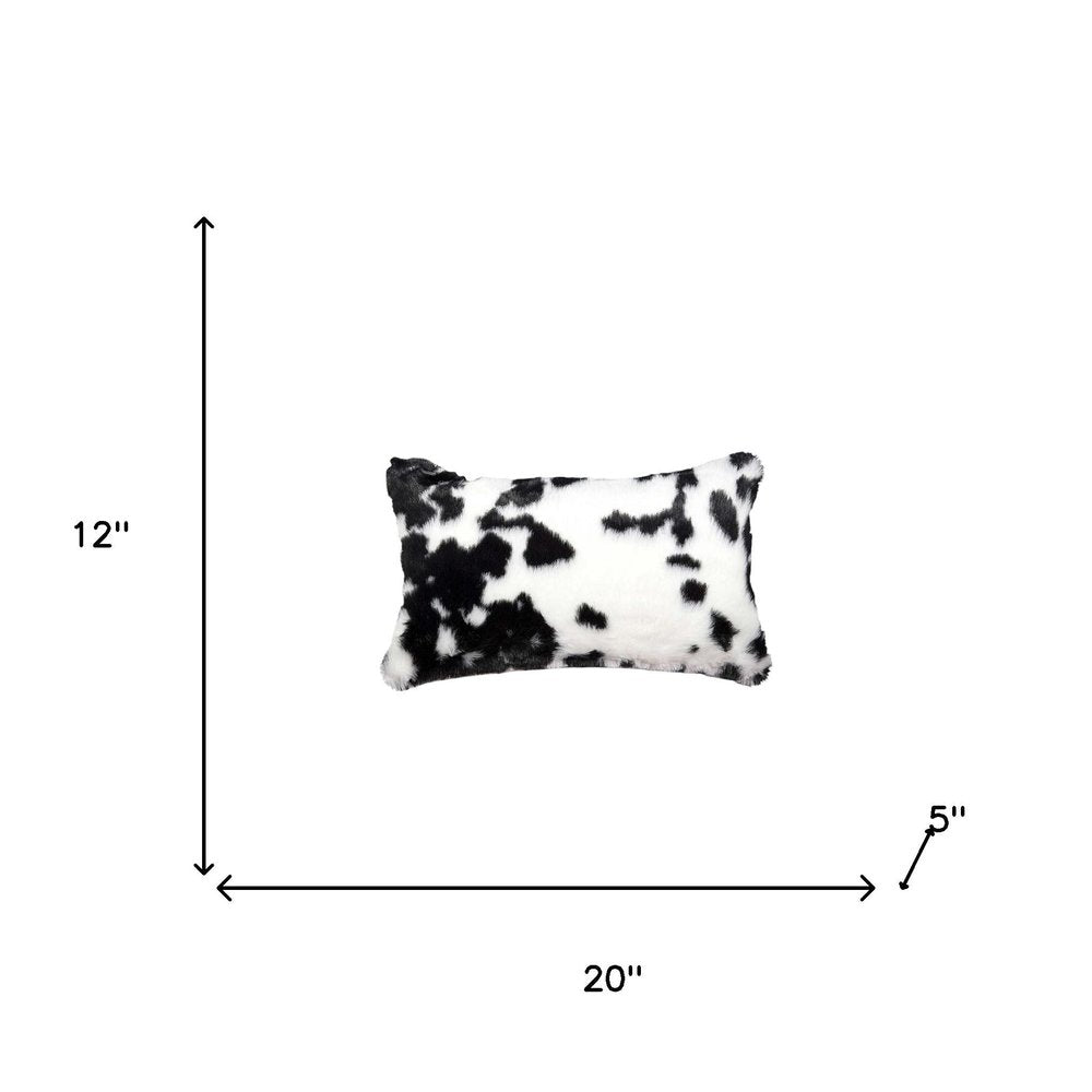 Set of Two 12" X 20" Black and White Throw Pillows