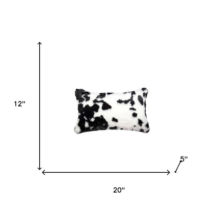 Set of Two 12" X 20" Black and White Throw Pillows