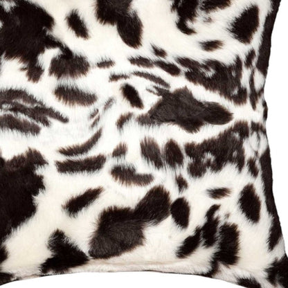 Set of Two 18" Brown And White Faux Fur Throw Pillows