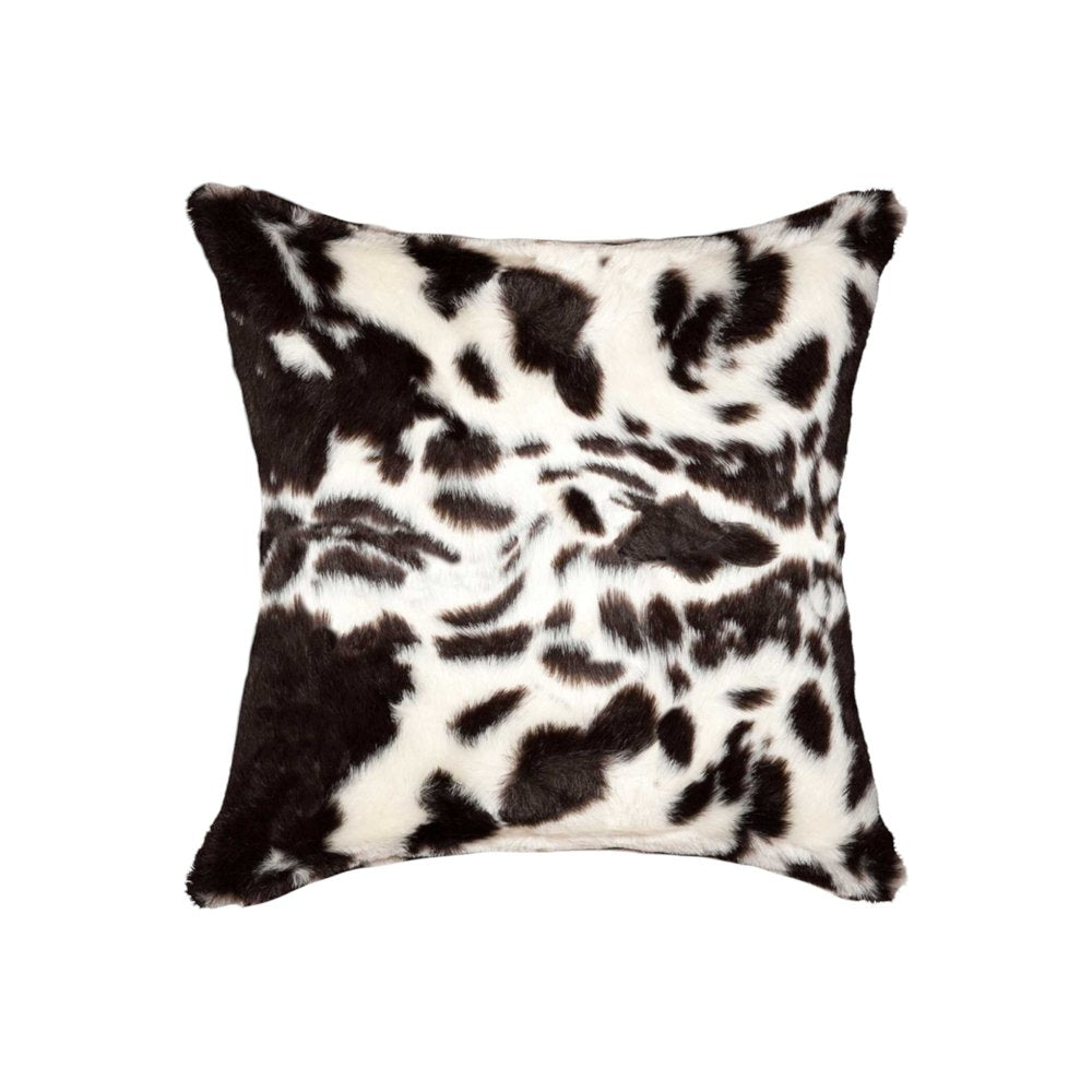 Set of Two 18" Brown And White Faux Fur Throw Pillows