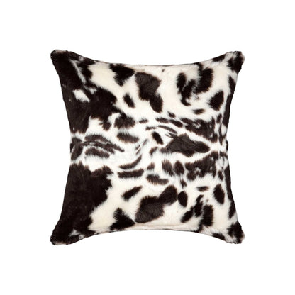 Set of Two 18" Brown And White Faux Fur Throw Pillows