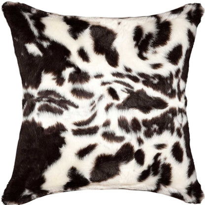 Set of Two 18" Brown And White Faux Fur Throw Pillows