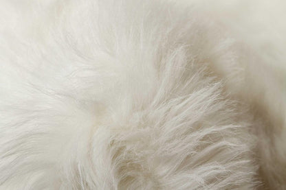 6' X 6' Off White Faux Fur Shag Washable Round Rug