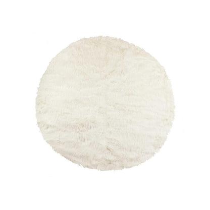 6' X 6' Off White Faux Fur Shag Washable Round Rug