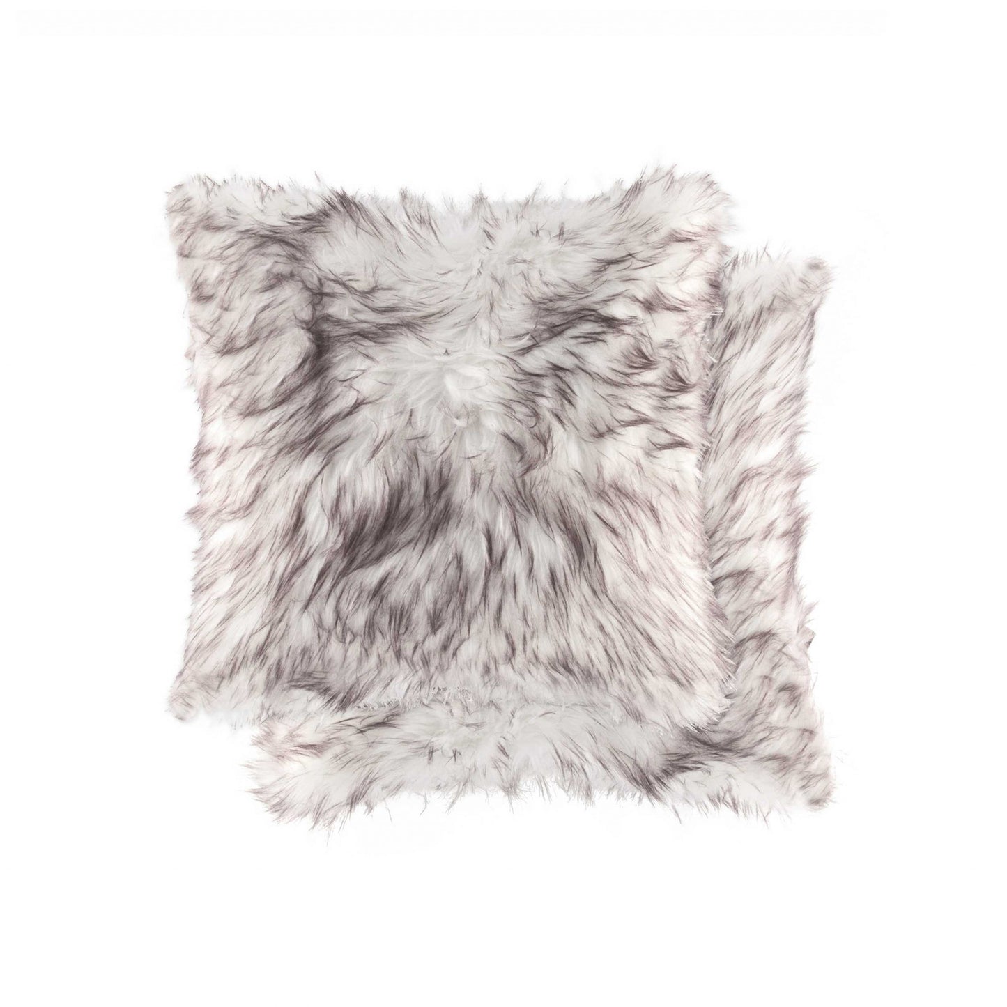 Set of Two 18" Chocolate Faux Fur Throw Pillow