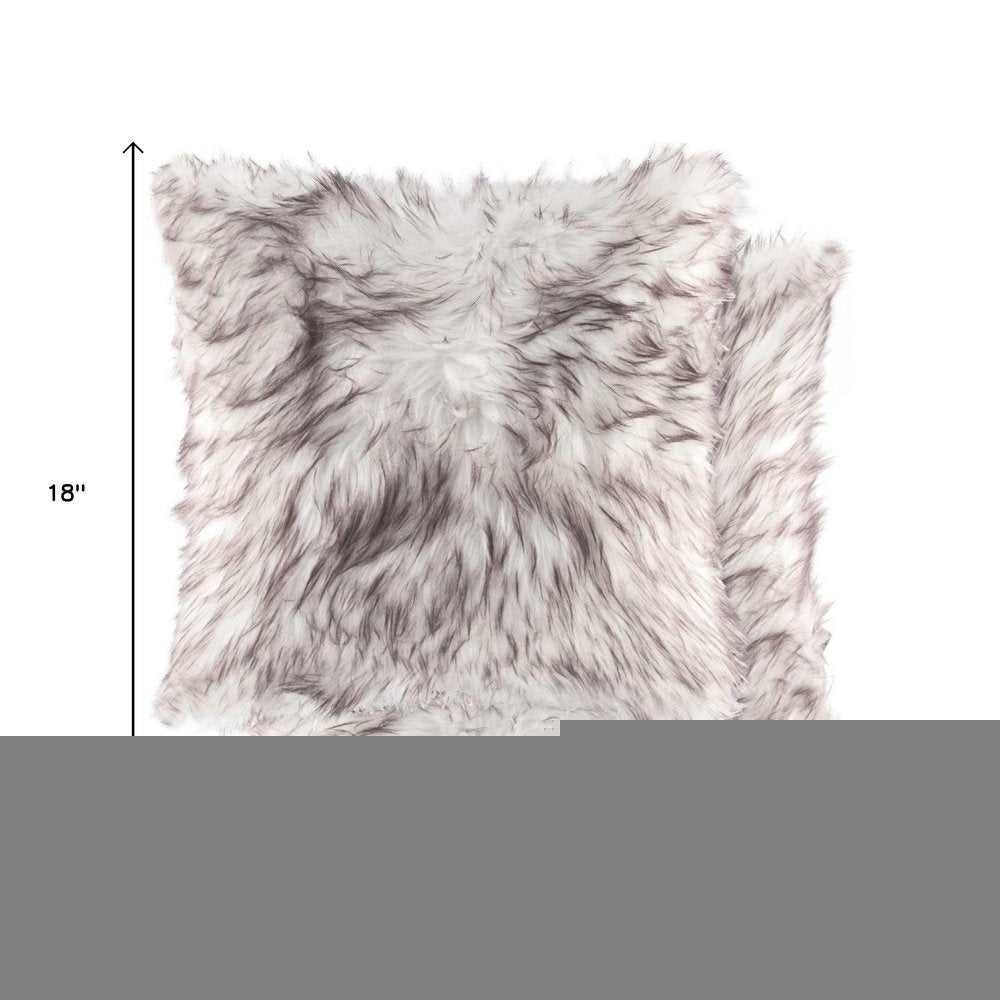 Set of Two 18" Brown And Off White Throw Pillows