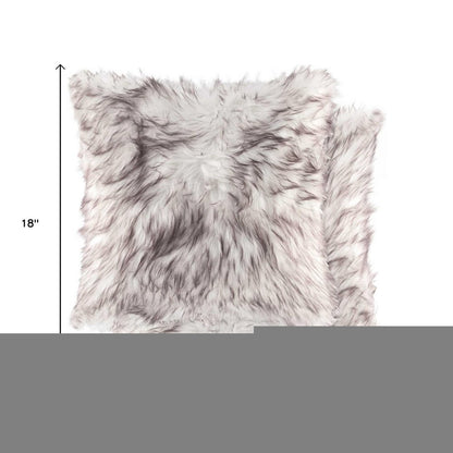 Set of Two 18" Brown And Off White Throw Pillows
