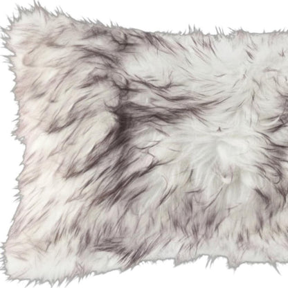 Set of Two 12" X 20" Chocolate Faux Fur Throw Pillow