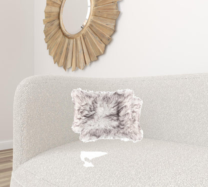 Set of Two 12" X 20" Chocolate Faux Fur Throw Pillow