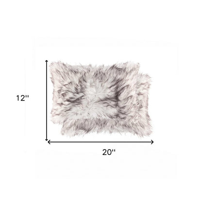 Set of Two 12" X 20" Chocolate Faux Fur Throw Pillow