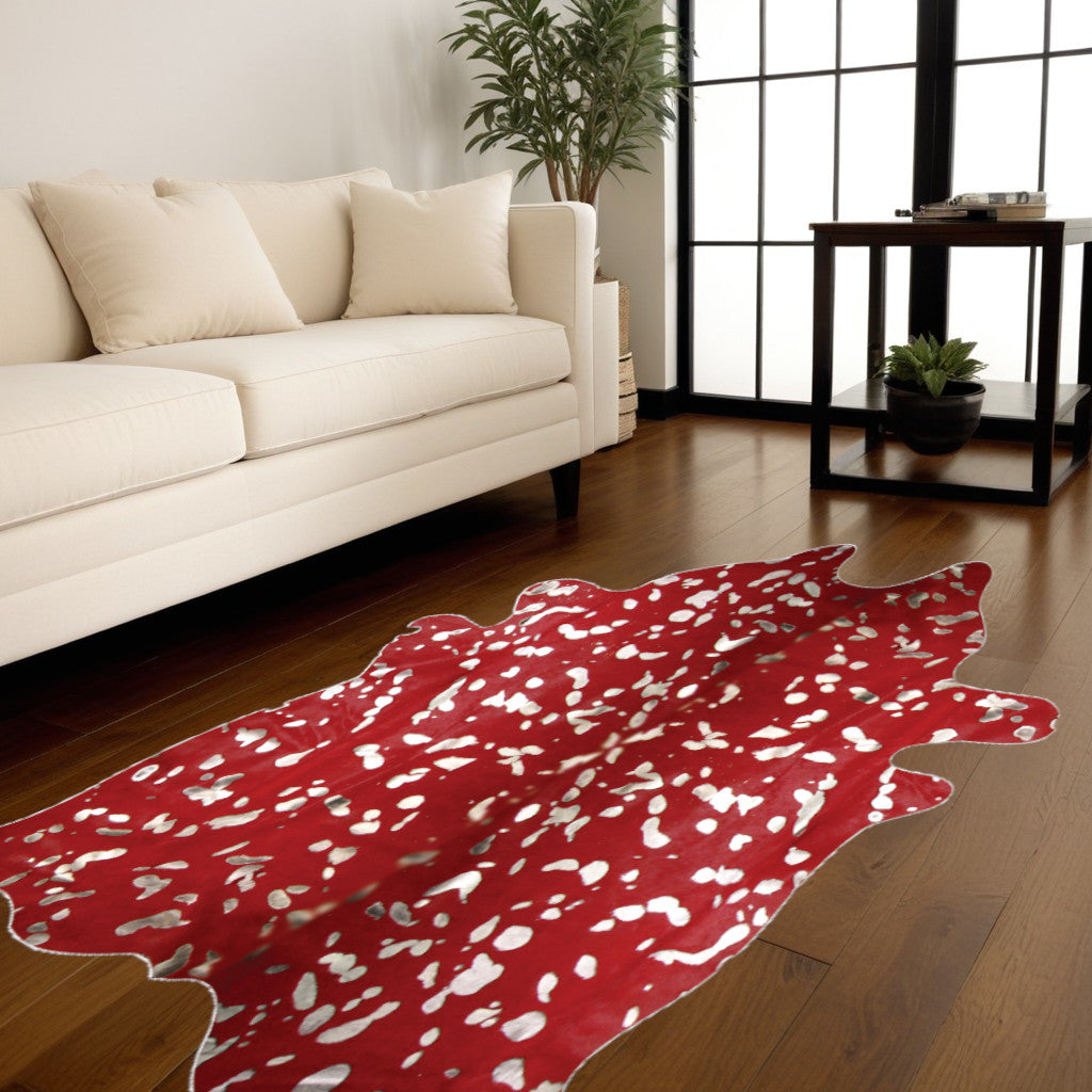 6' X 7'  Natural And Gold Genuine Cowhide Area Rug