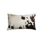 12" X 20" Chocolate And White Abstract Spots Cowhide Throw Pillow