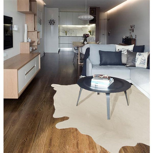 5' X 7' Black And Gold Cowhide Cowhide Print Area Rug